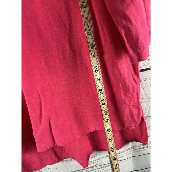 Feel Good Store Tunic Top Women’s Large Pink White Linen Lagenlook Boho Beach - Picture 4 of 7